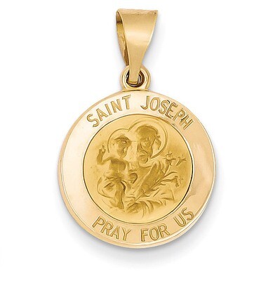 Saint Joseph Medal Pendant 14k Gold Polished and Satin XR1338, MPN: XR1338, 886774619446