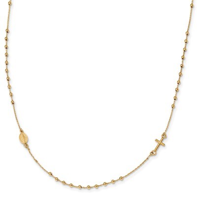 16 Inch Cross Rosary Necklace 14k Gold Polished SF2503-16, MPN: SF2503-16, 191101981296