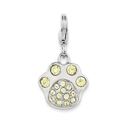 Paw Print Charm Sterling Silver Rhodium Enameled QCC1068 by Amore La Vita, MPN: QCC1068, 1911013895…