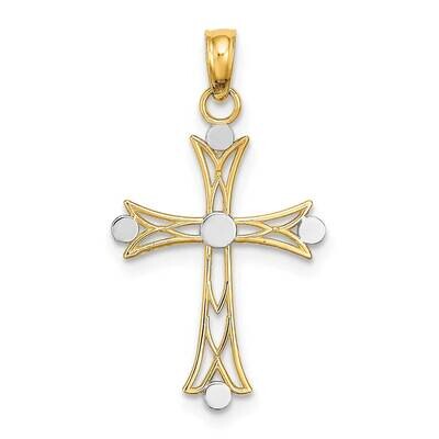 Textured Cross Charm 14k Gold Rhodium K9433, MPN: K9433, 637218168026