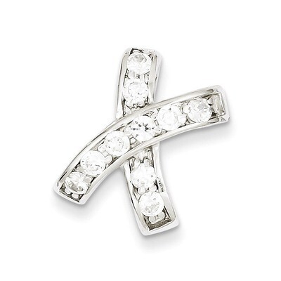 Sterling Silver Rhodium Plated Diamond Pendant Slide QP2754