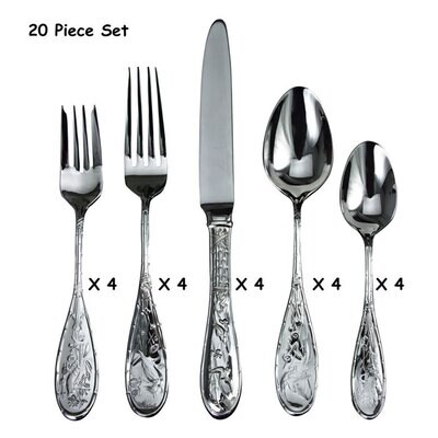 Ricci Japanese Bird 20 Piece Flatware Set 18/10 Stainless Steel 10719, MPN: 10719,