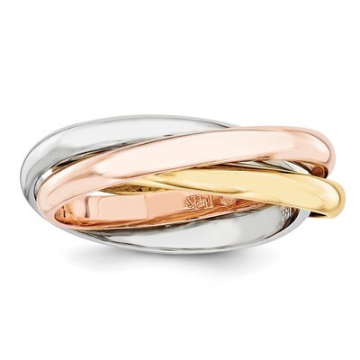 Polished Rolling Ring 14k Tri-Color Gold RR3, MPN: RR3, 883957410289