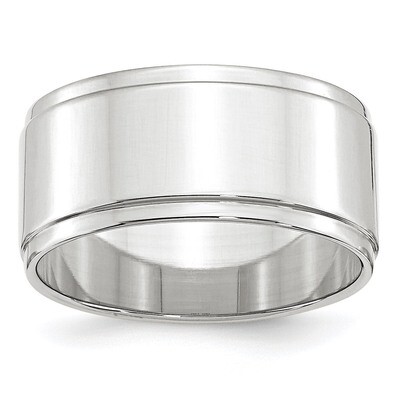 10mm Flat with Step Edge Band 10k White Gold WFLE100 Engravable, MPN: WFLE100, 886774464435