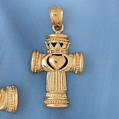 Dazzlers Jewelry Cross Pendant Necklace Charm Bracelet in Yellow, White or Rose Gold 8063, MPN: DZ-…