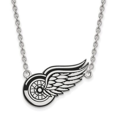 Detroit Red Wings Large Enamel Pendant with Chain Necklace Sterling Silver SS040RWI-18, MPN: SS040R…