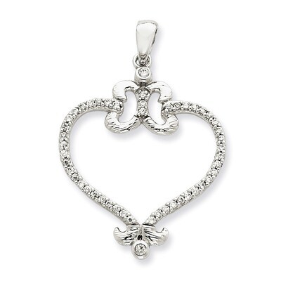 CZ Heart Pendant Sterling Silver QP1791