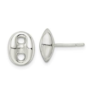 Oval Post Earrings Sterling Silver Polished QE16027, MPN: QE16027, 196904150740