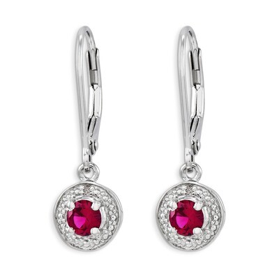 July Created Ruby Earrings Sterling Silver Diamond QBE11JUL, MPN: QBE11JUL, 886774187501