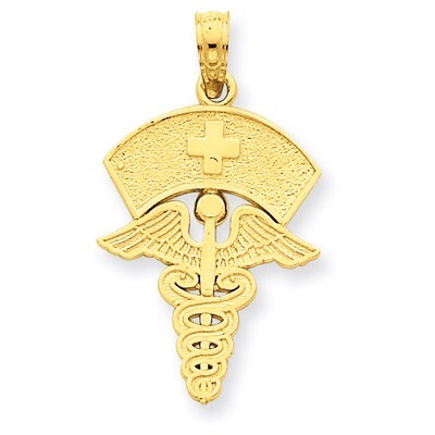 Caduceus with Nurses Cap Pendant 14k Gold C3114, MPN: C3114, 637218033577