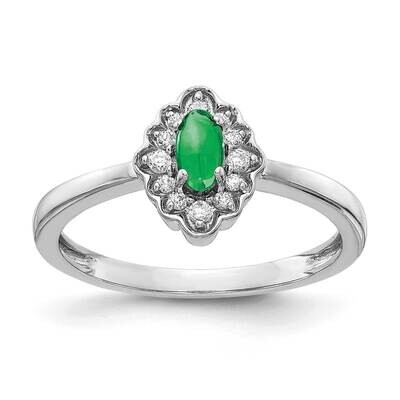 Cabochon Emerald Ring 14k White Gold Diamond RM4033-EM-025-WA, MPN: RM4033-EM-025-WA, 883957550947
