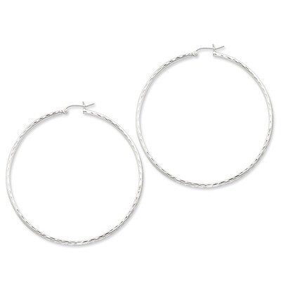 2.00mm Diamond Cut Hoop Earrings Sterling Silver Rhodium-plated QE4468, MPN: QE4468, 883957930879