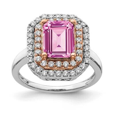 Created Pink Sapphire Ring 14k Two-tone Gold Lab Grown Diamond RM7504-CPS-062-WRLG, MPN: RM7504-CPS…