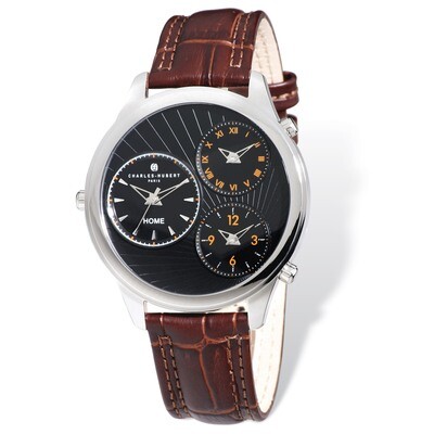 Charles Hubert 44mm Triple Time Stainless Leather Band Watch Men&#39;s XWA4800, MPN: XWA4800, 848870006…