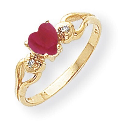 5Mm Heart Created Ruby Diamond Ring 14k Gold Y2186CR/A, MPN: Y2186CR_AA, 883957648804