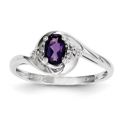 Amethyst Diamond Ring 14k White Gold Genuine XBS369, MPN: XBS369, 883957374307