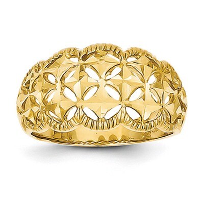 Scalloped Edge Pattern Dome Ring 14k Gold Diamond-cut K4620, MPN: K4620, 637218059102