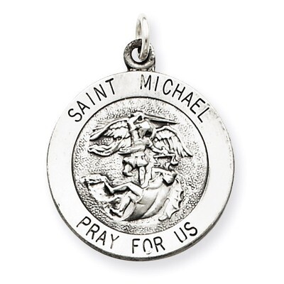 Saint Michael Medal Sterling Silver Antiqued QC3609, MPN: QC3609, 886774761206