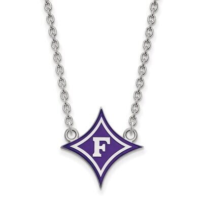 Furman University Large Enamel Pendant with Chain Necklace Sterling Silver SS023FUU-18, MPN: SS023F…