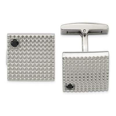 Texture Black Cz Cufflinks Stainless Steel Polished SRC354, MPN: SRC354, 886774622330
