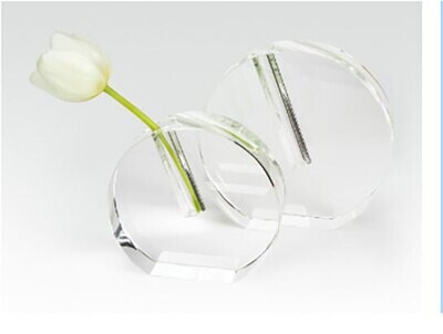 Tizo Crystal Glass Round Flat Bud Vase Small PH470VAS, MPN: PH470VAS,