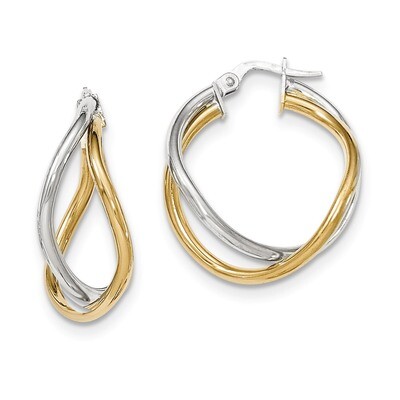 Hoop Earrings 14k Two-tone Gold Polished TF609, MPN: TF609, 191101364112