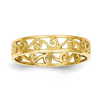 Ring Band 14k Gold Polished &amp; Textured K5138, MPN: K5138, 637218147410