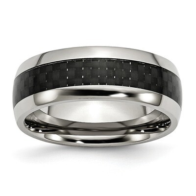 Black Carbon Fiber Inlay 8mm Band Stainless Steel Polished SR25 Engravable, MPN: SR25, 883957242217