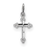 Polished Diamond -cut Small Budded Cross Charm 14k white Gold K6245, MPN: K6245, 883957846040