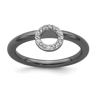 Black-plated Halo Dia. Ring Sterling Silver QSK1993, MPN: QSK1993, 191101724459