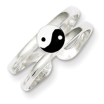 Yin Yang Toe Ring Sterling Silver Enameled QR789, MPN: QR789, 883957253602