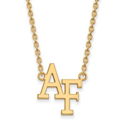 United States Air Force Academy Large Pendant with Chain Necklace Gold-plated Silver GP012USA-18, M…