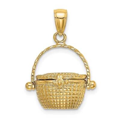 Moveable Nantucket Basket Charm 14k Gold 3-D K7151, MPN: K7151, 637218008711