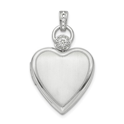 21mm Diamond Accented Satin Locket Sterling Silver Rhodium QLS807, MPN: QLS807, 886774124872