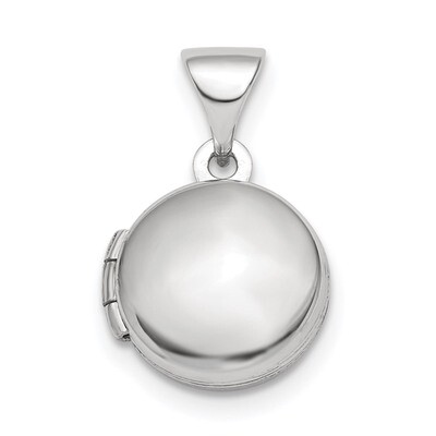 Domed 10mm Round Locket Sterling Silver Rhodium-plated Polished QLS839, MPN: QLS839, 886774093505