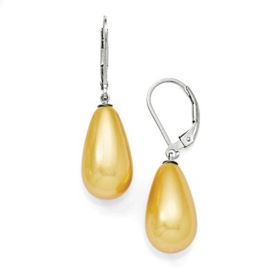 10X18Mm Teardrop Yellow Shell Bead Earrings Sterling Silver QMJET10Y, MPN: QMJET10Y, 886774294124