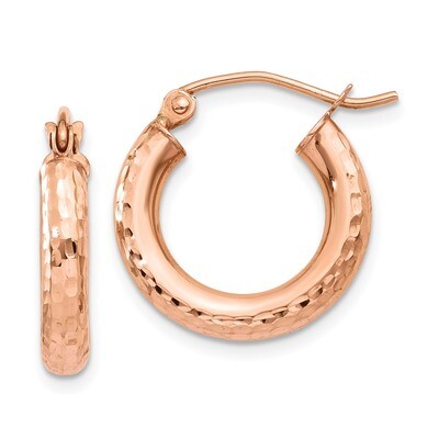 Polished Light Weight Small Diamond -cut Tube Hoop Earrings 14k Rose Gold TF822, MPN: TF822, 191101…