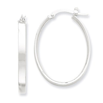 Oval Hoop Earrings 14k Gold White Rhodium PRE575, MPN: PRE575, 883957326085