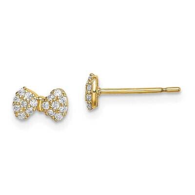 Bow Post Earrings 14k Gold CZ Diamond GK1056 by Madi K, MPN: GK1056, 191101901386