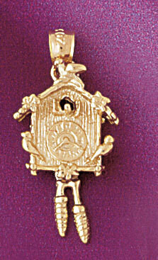 Dazzlers Jewelry Cuckoo Clock Pendant Necklace Charm Bracelet in Yellow, White or Rose Gold 6571, M…