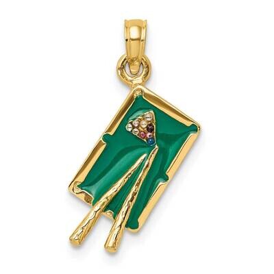 Green Enamel 3-D Pool Table Charm 14k Gold K6870, MPN: K6870, 637218127672