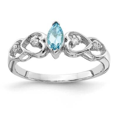 6x3mm Marquise Blue Topaz Diamond Ring 14k White Gold X9699BT_AA, MPN: X9699BT_AA, 191101376061