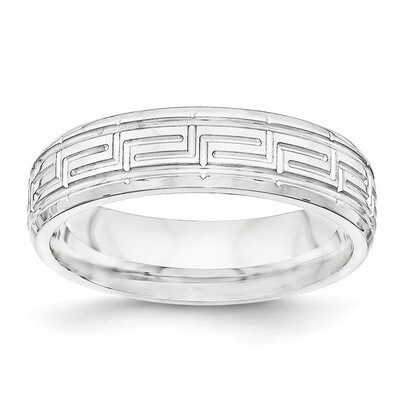 6mm Polished Fancy Band Sterling Silver QWB110 Engravable, MPN: QWB110, 886774333724