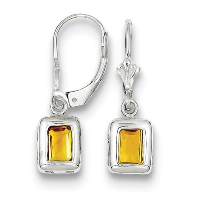 7x5mm Emerald Cut Citrine Leverback Earrings Sterling Silver QE2048CI, MPN: QE2048CI, 883957228259