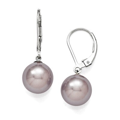 10-11Mm Round Purple Shell Bead Leverback Earring Sterling Silver QMJEL10PU, MPN: QMJEL10PU, 886774…