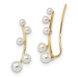 3-6mm White Cultured Freshwater Pearl Ear Climber Earrings Sterling Silver Gold-tone QE13884, MPN: …