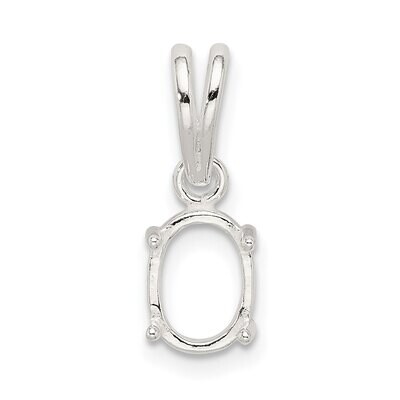 Oval 4-Prong 5 x 3mm Cabochon Loose Bail Pendant Setting Sterling Silver SS3250, MPN: SS3250,