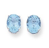 9x7mm Oval Blue Topaz Earrings 14k White Gold XE89WBT, MPN: XE89WBT, 883957108674