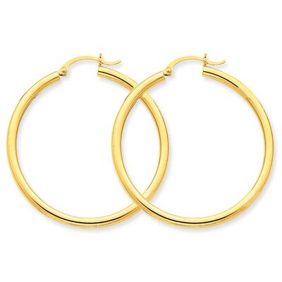 2.5mm Lightweight Round Hoop Earrings 14k Gold Polished T925L, MPN: T925L, 883957287621