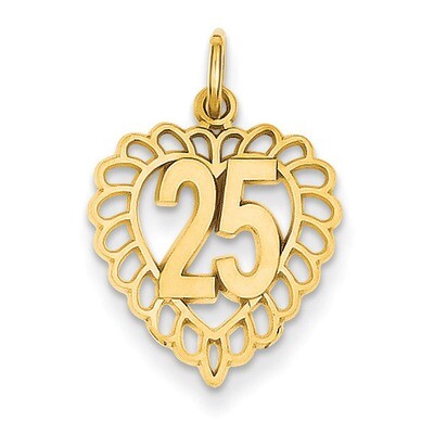 25 in a Heart Charm 14k Gold C986, MPN: C986, 886774256160